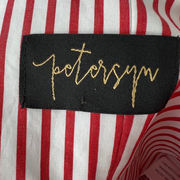 Petersyn NYC Red White Striped One Shoulder 100% Cotton Asymmetrical Blouse XS - Picture 5 of 7